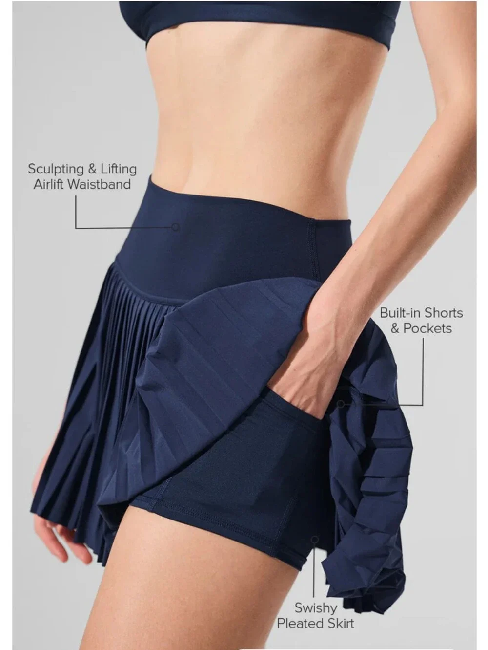 ALO Yoga Women's Grand Slam Tennis Pleated Mini Skirt Large NWT Preppy Chic